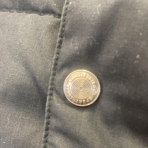 Vintage 90s Down Puffer Vest Mens Large L Black Blue Zip Warm Insulated Winter - Picture 10 of 16